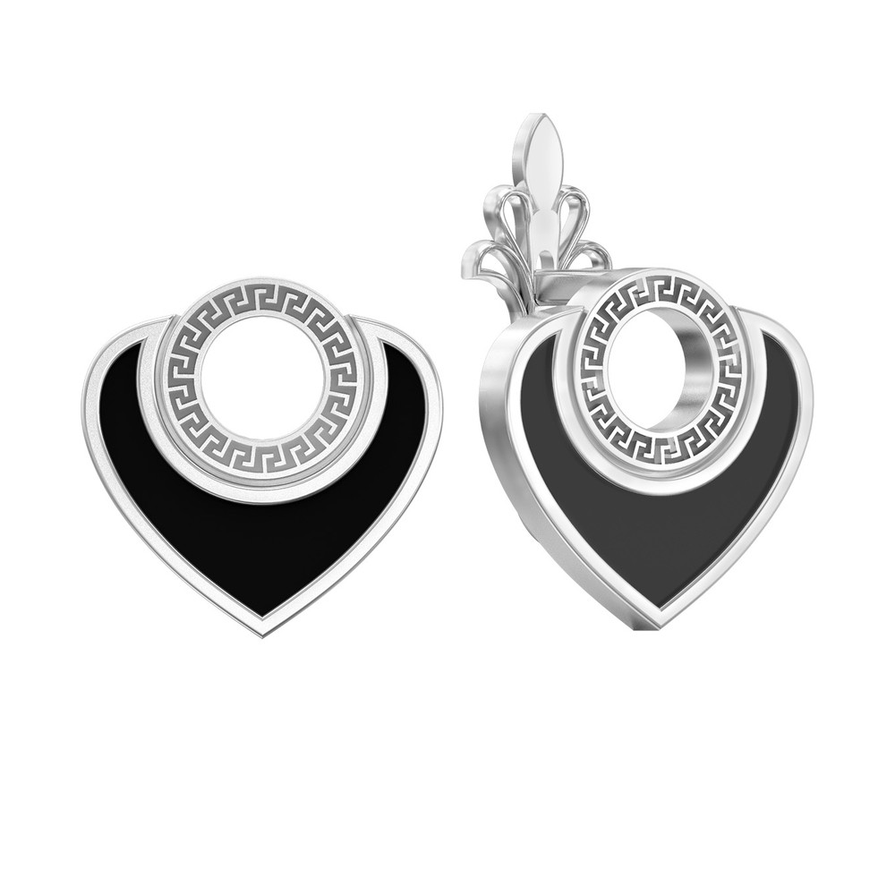 Серьги из белого золота c ониксом