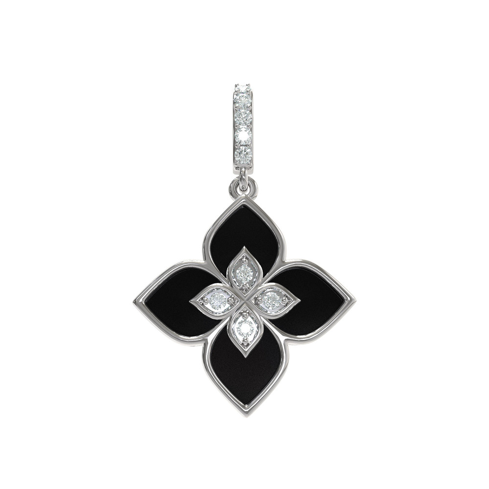 Подвеска из белого золота c бриллиантами и ониксом