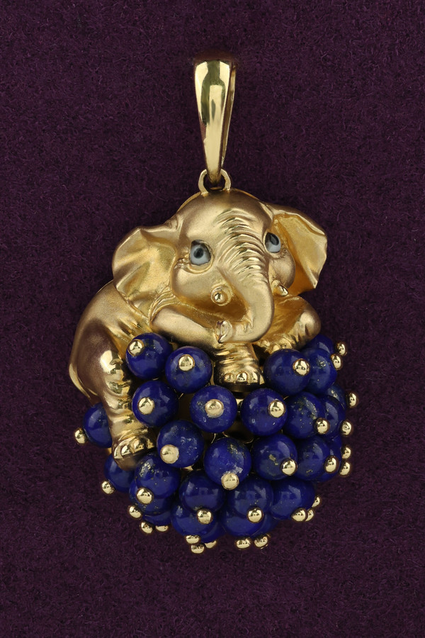 Подвеска из лимонного золота c эмаль и лазуритом