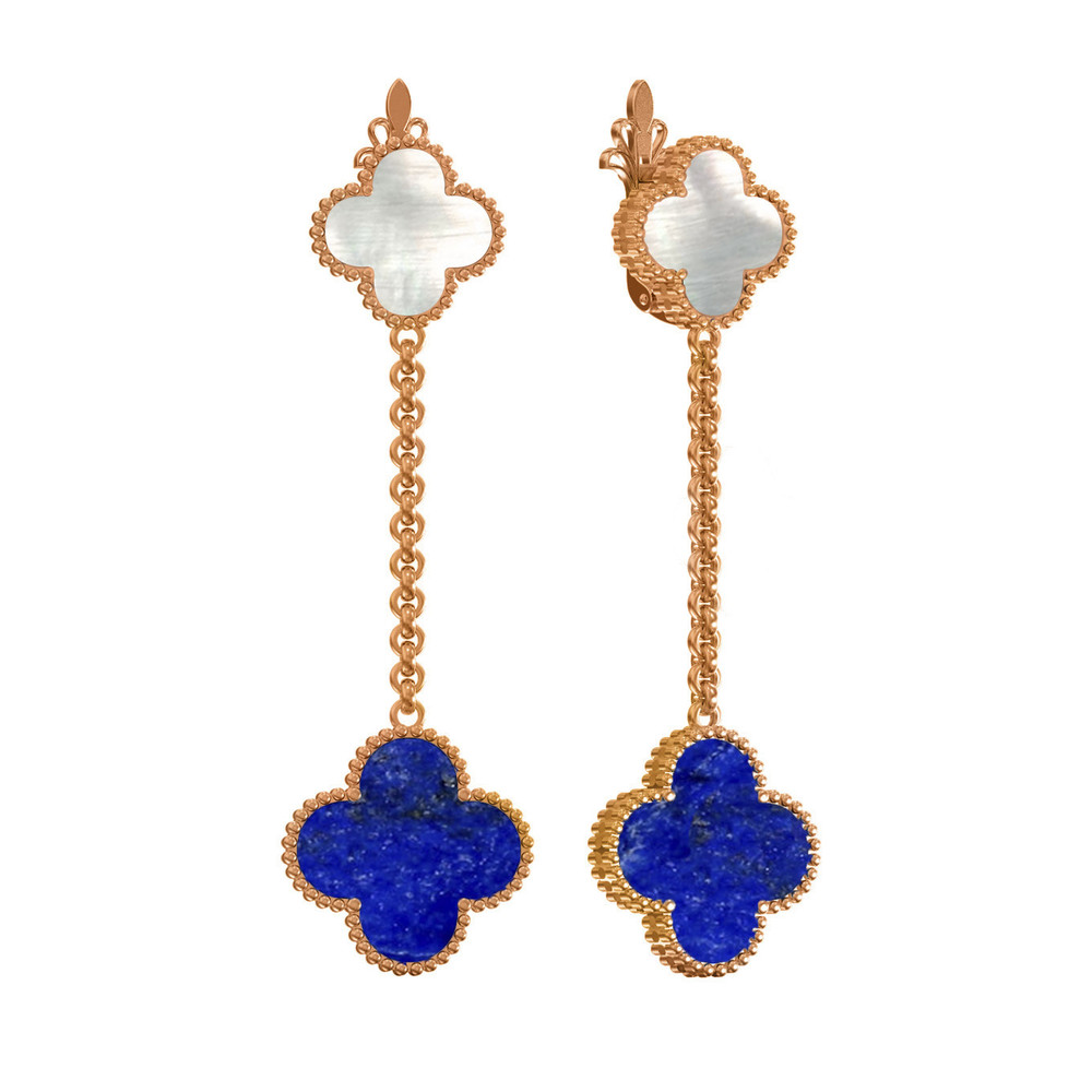 Серьги из золота c лазуритом и перламутром