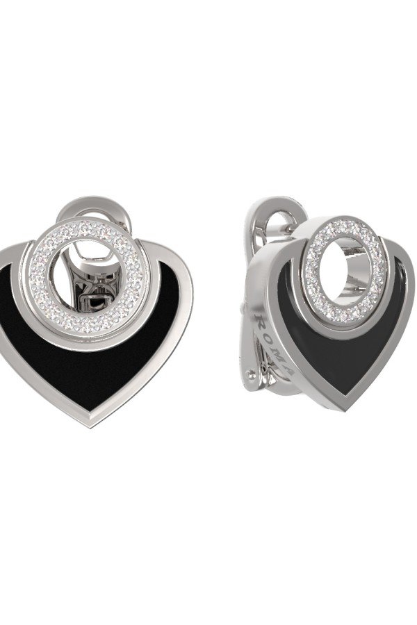 Серьги из белого золота c бриллиантами и ониксом