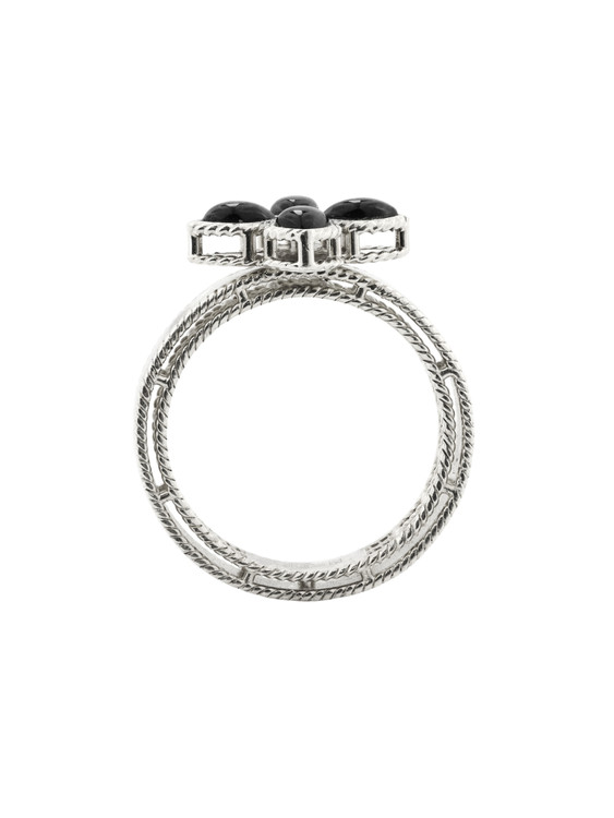 Кольцо из белого золота c бриллиантами и ониксом