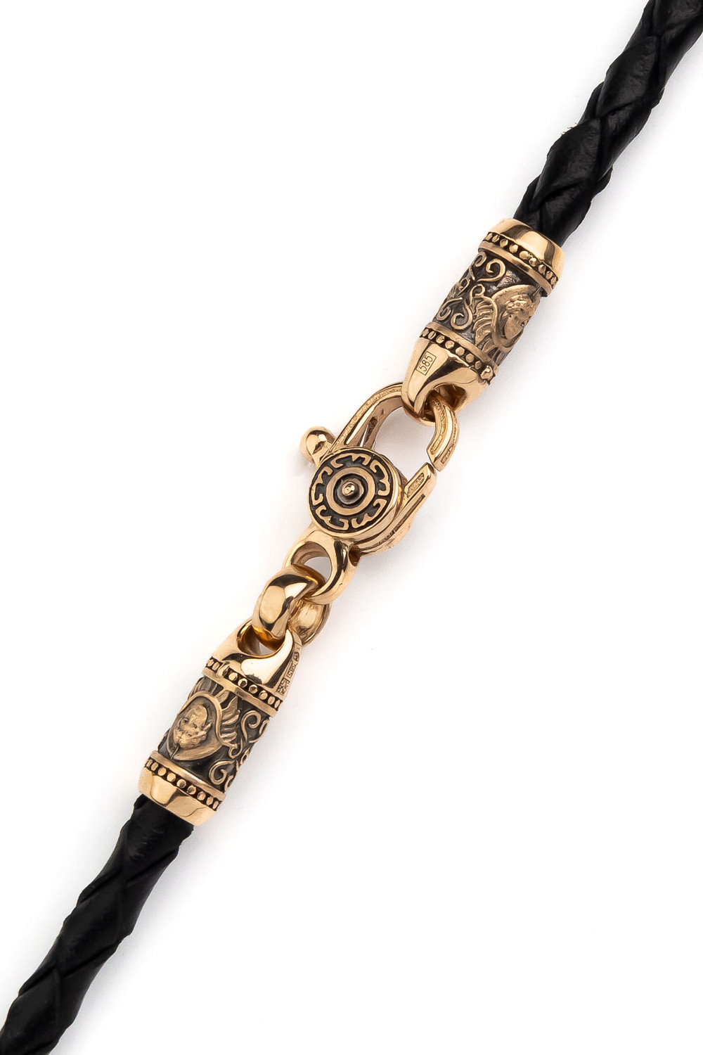 Шнурок кожаный из золота c кожаным шнурком