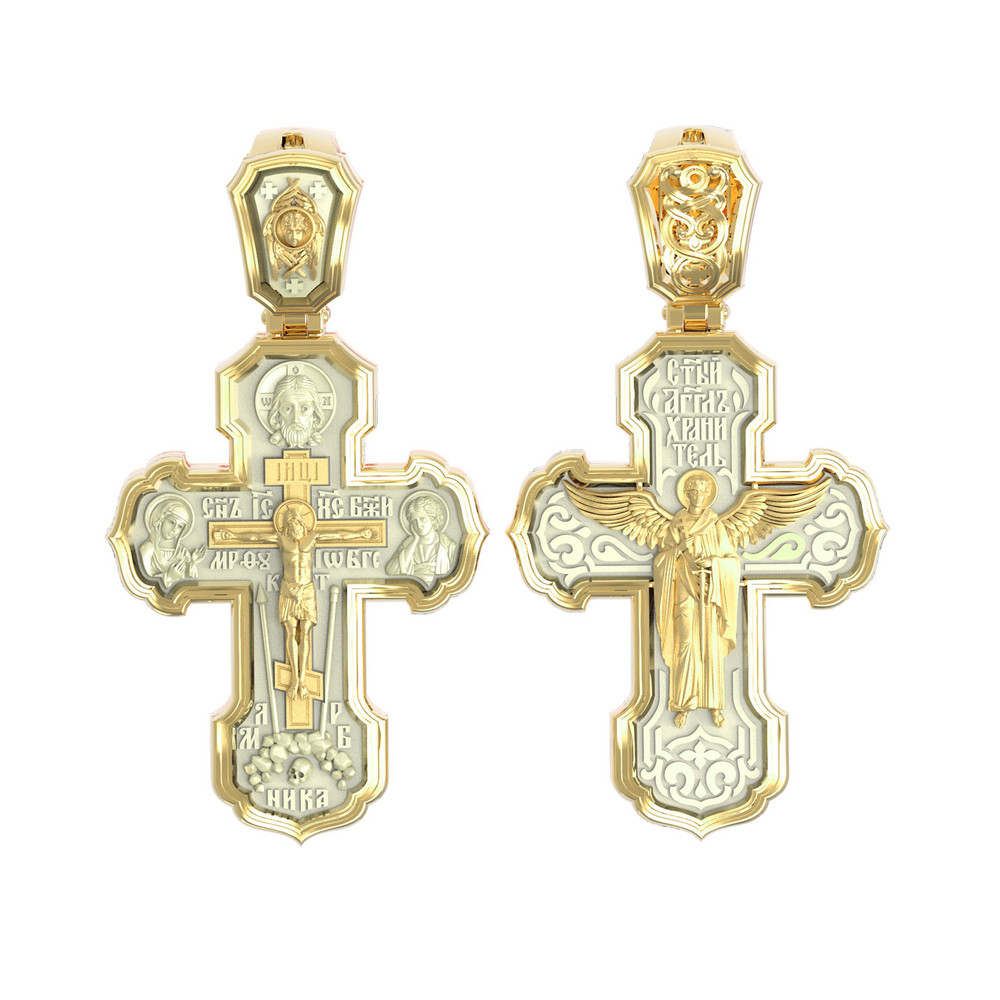 Крест из лимонного золота c бивнем мамонта