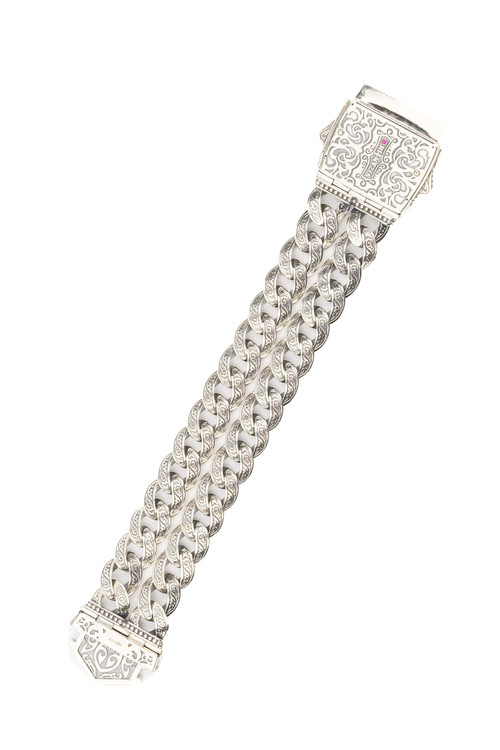 Браслет из серебра и золота c рубином