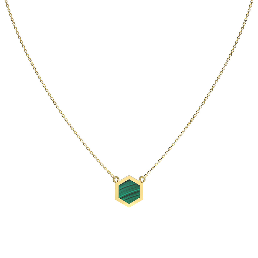 Колье из лимонного золота c малахитом