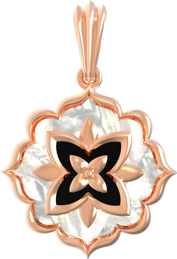 Подвеска из золота c ониксом и перламутром