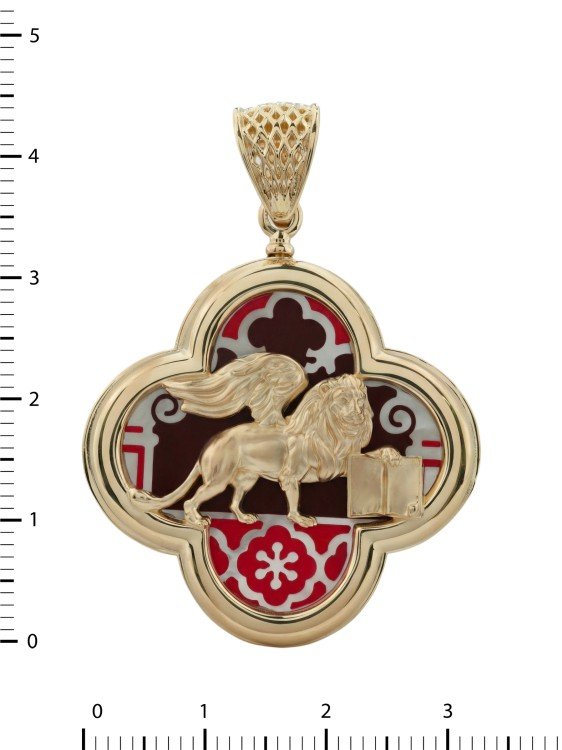 Подвеска из золота c эмаль и перламутром