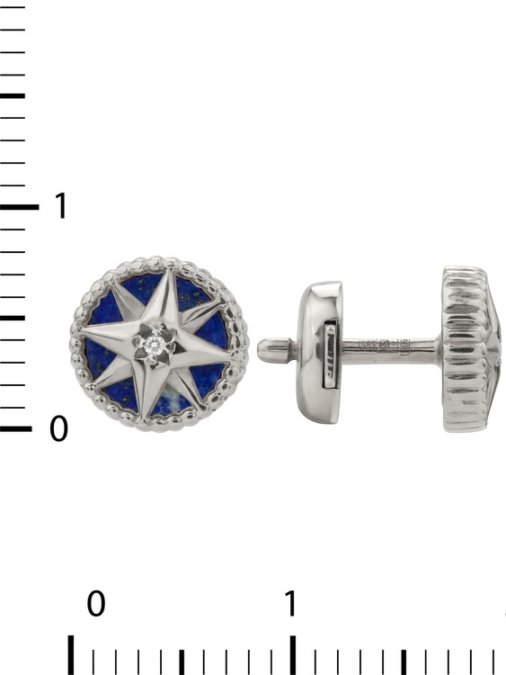 Серьги из белого золота c бриллиантами и лазуритом