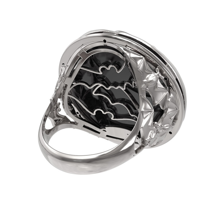 Кольцо из белого золота c эмаль и ониксом