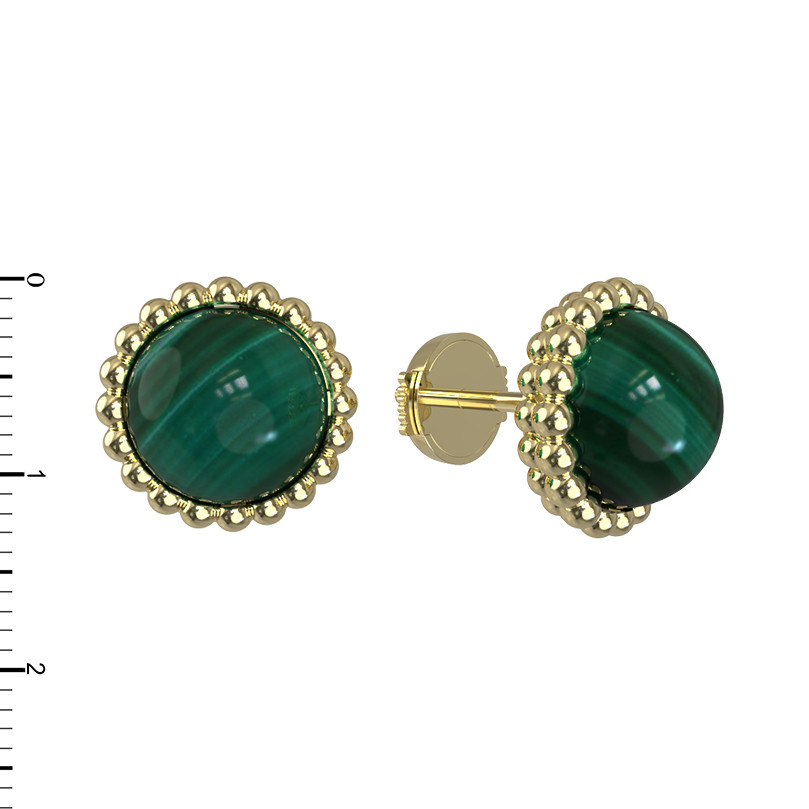 Серьги из лимонного золота c малахитом