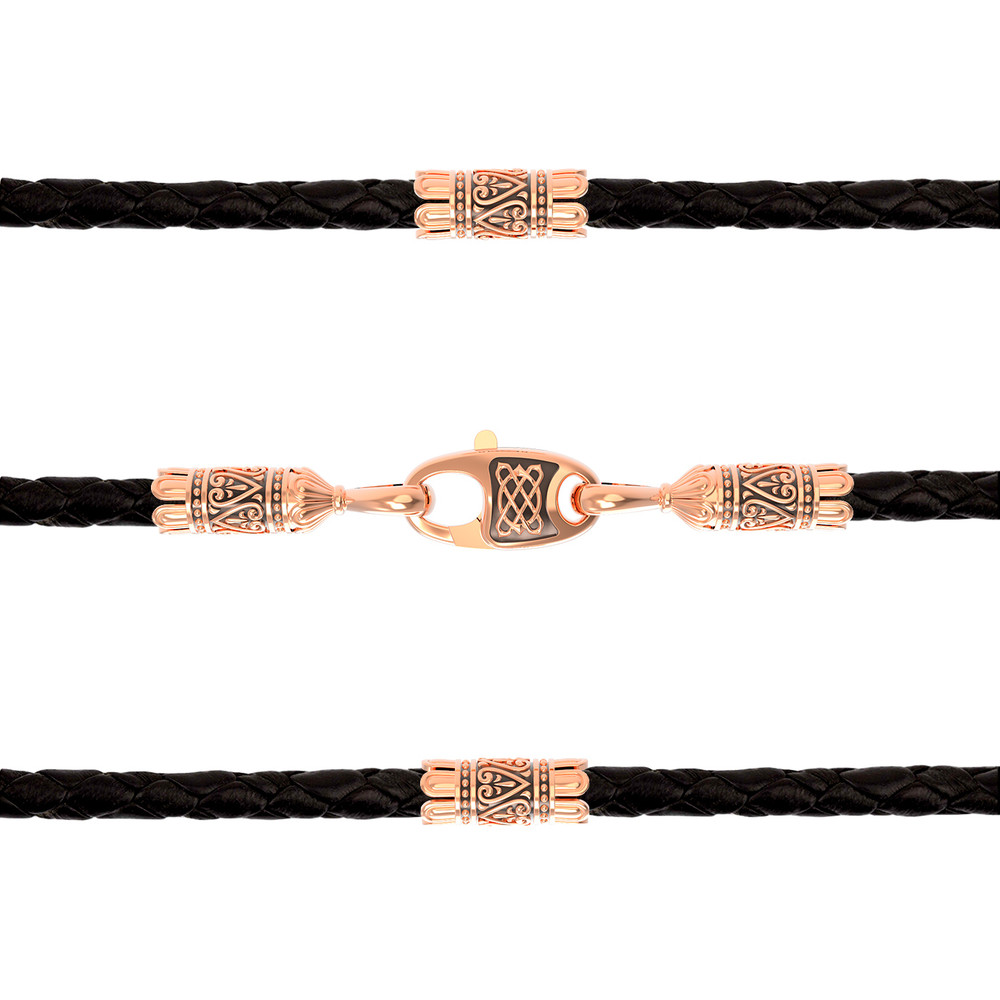 Шнурок кожаный из золота c кожаным шнурком