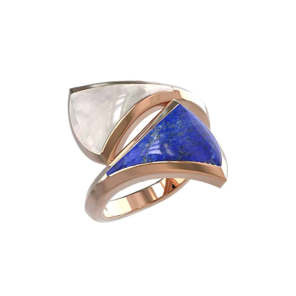Кольцо из золота c лазуритом и перламутром