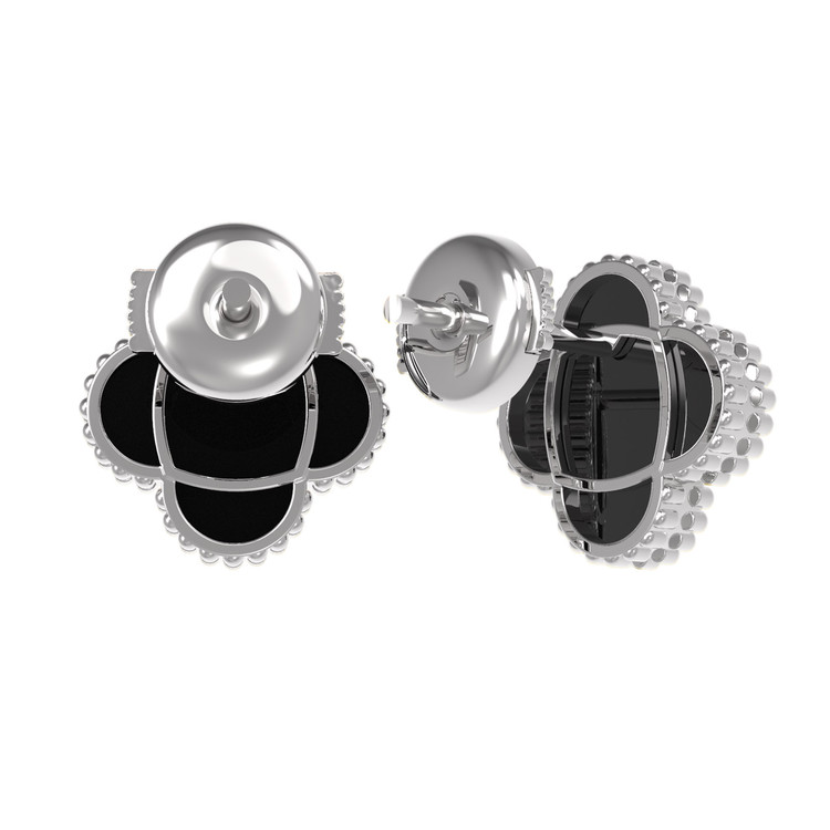 Серьги из белого золота c ониксом