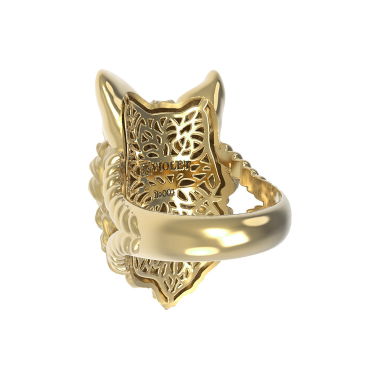 Кольцо из лимонного золота c эмаль