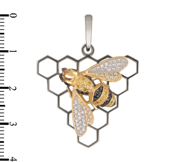 Подвеска из белого золота c эмаль и фианитом