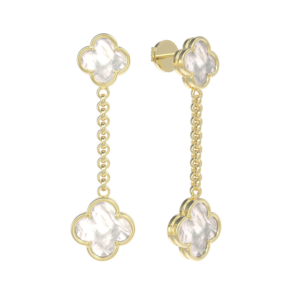 Серьги из лимонного золота c перламутром