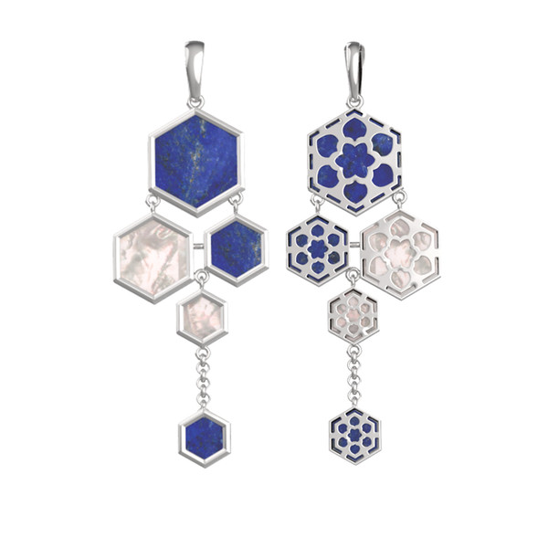 Подвеска из белого золота c лазуритом и перламутром