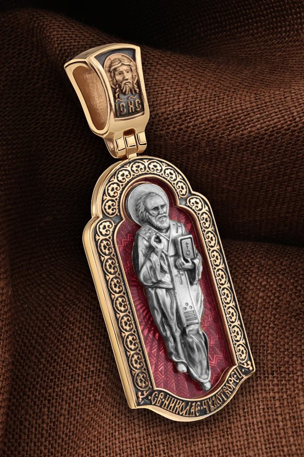 Образок из золота c эмаль