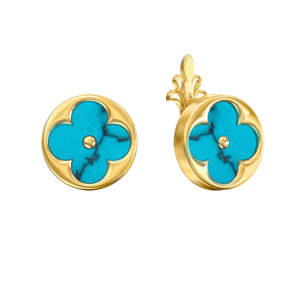 Серьги из лимонного золота c бирюзой