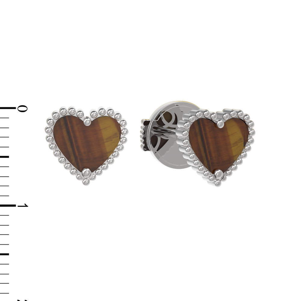 Серьги из белого золота c тигровым глазом