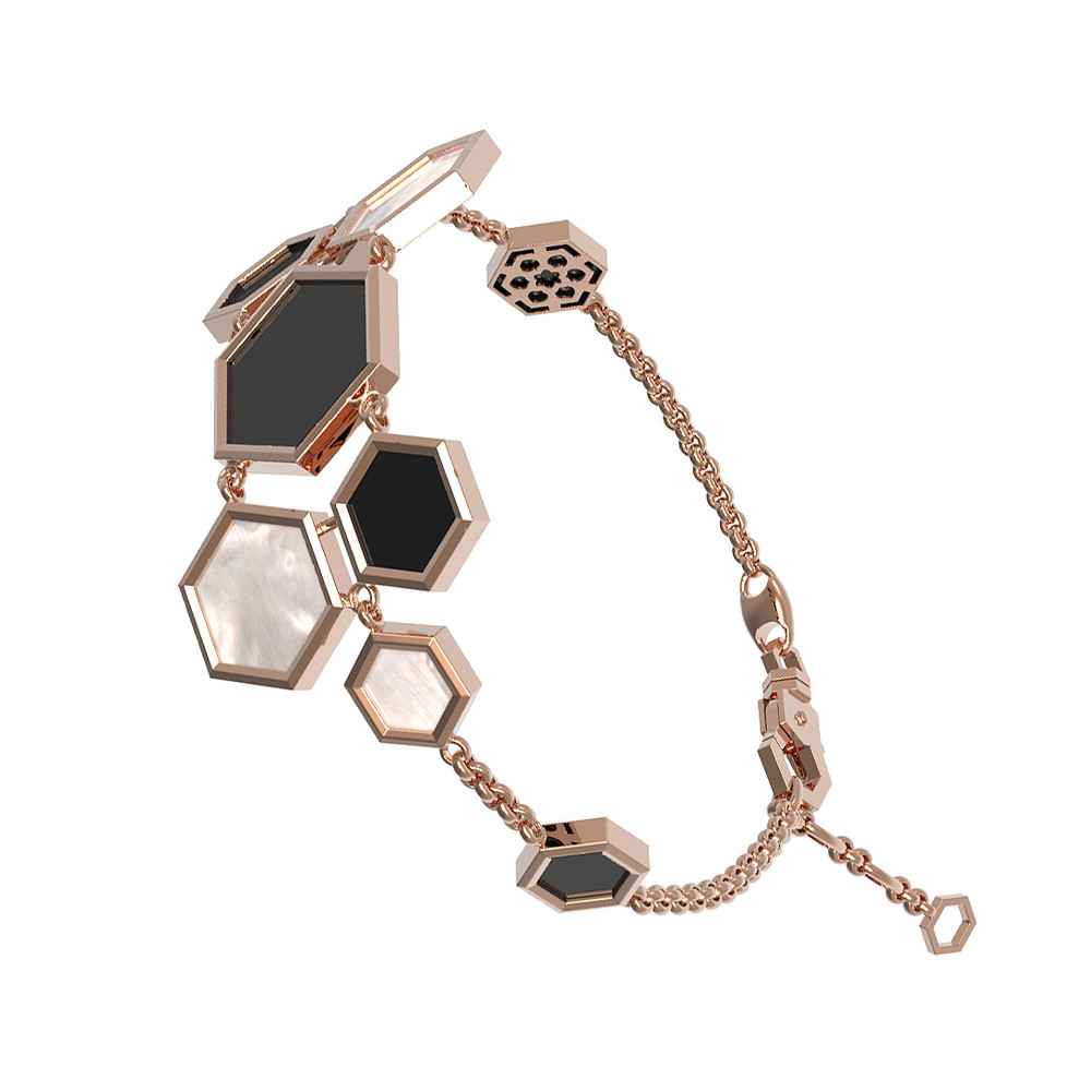 Браслет из золота c ониксом и перламутром