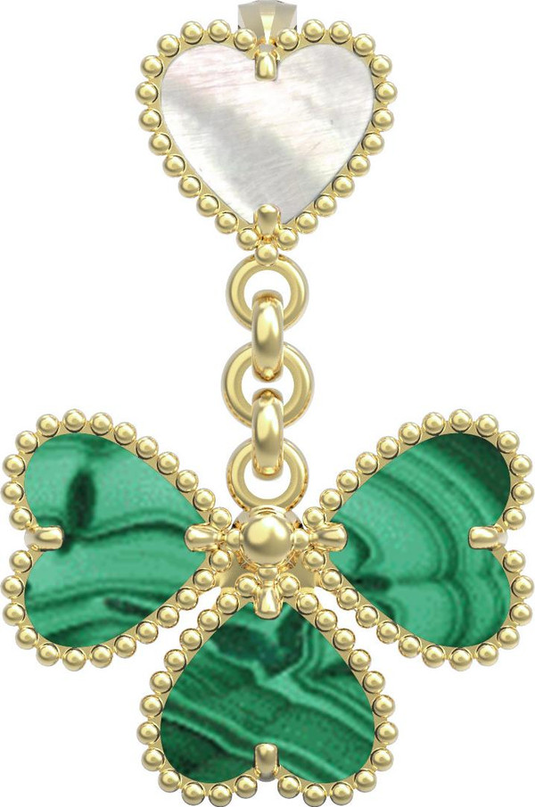 Подвеска из лимонного золота c малахитом и перламутром