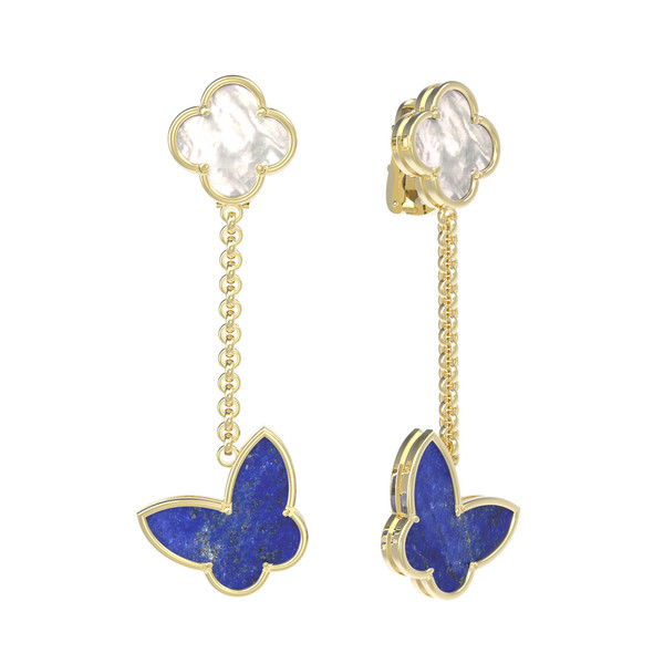 Серьги из лимонного золота c лазуритом и перламутром