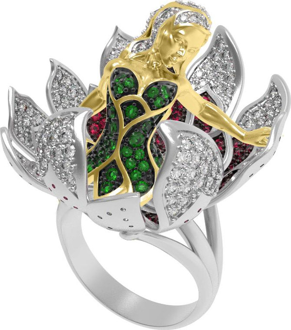 Кольцо из белого золота c фианитом