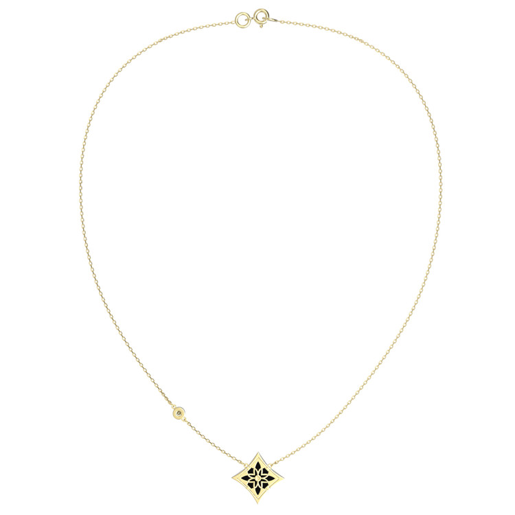 Колье из лимонного золота c бриллиантами и ониксом