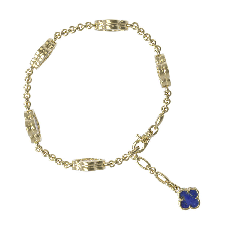 Браслет из лимонного золота c лазуритом и перламутром