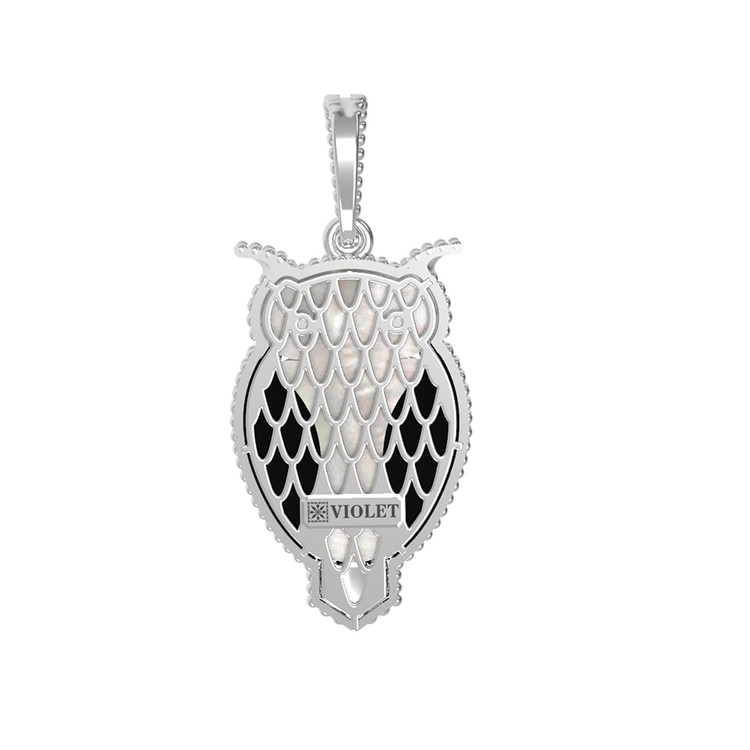 Подвеска из белого золота c эмаль , ониксом и перламутром