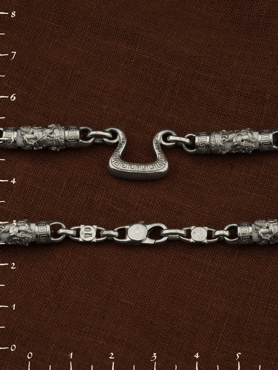 Цепь из белого золота c эмаль и бивнем мамонта