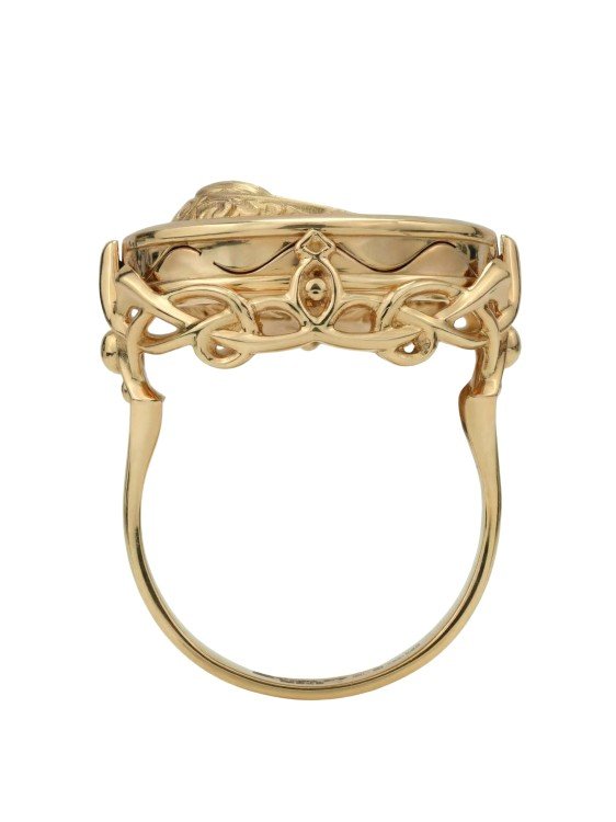 Кольцо из золота c ониксом и перламутром