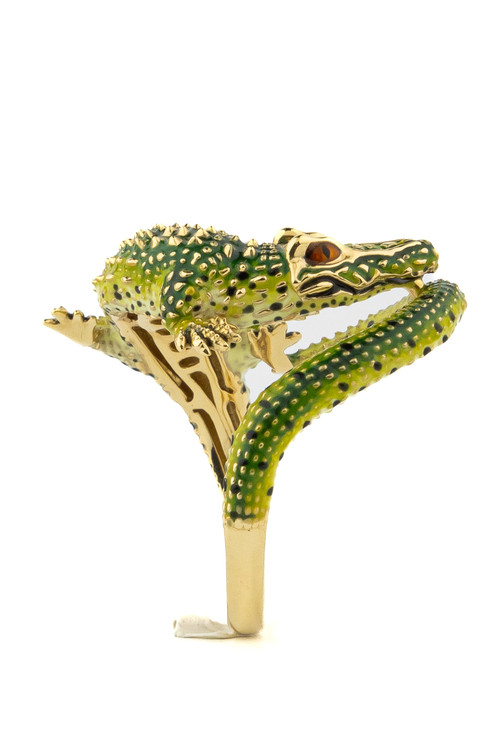 Кольцо из лимонного золота c эмаль