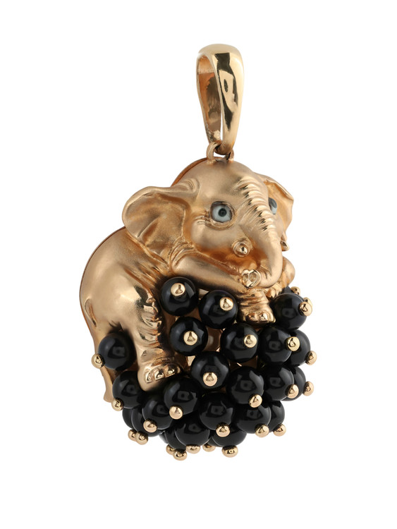 Подвеска из золота c эмалью и ониксом