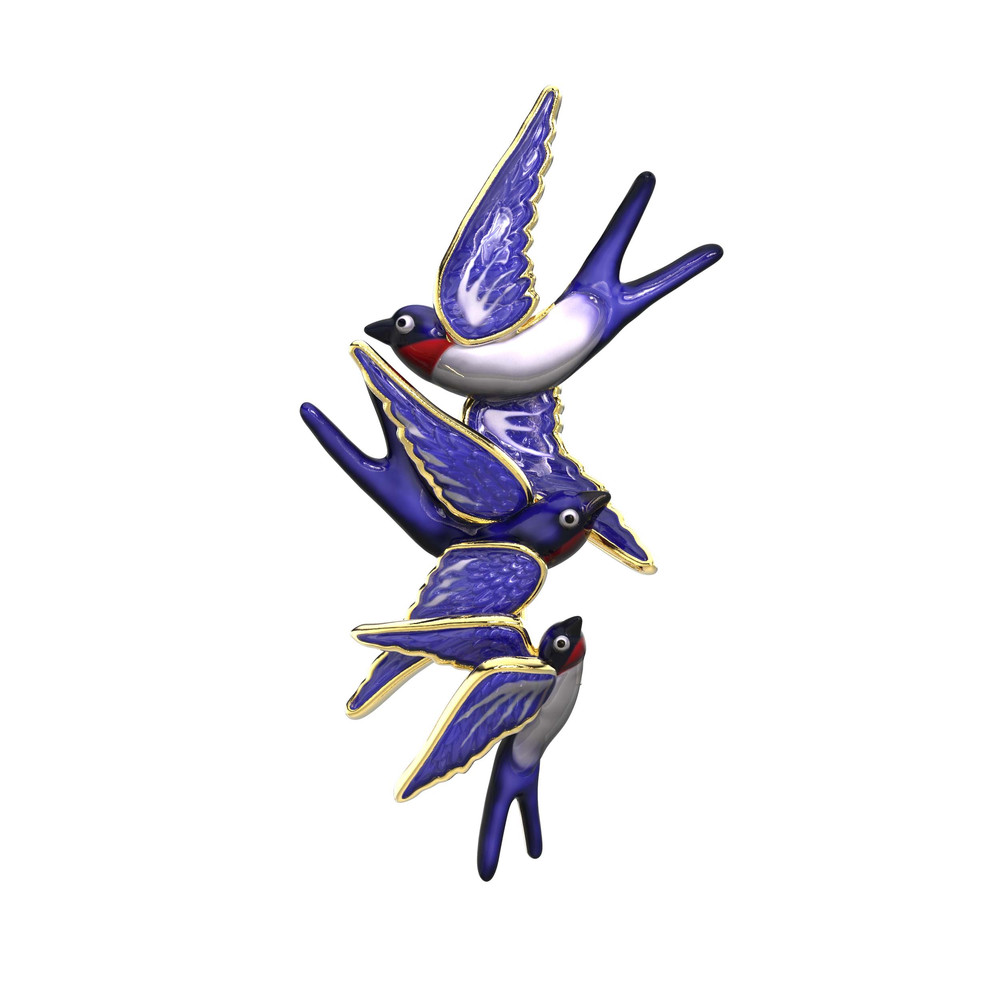 Брошь из лимонного золота c эмаль