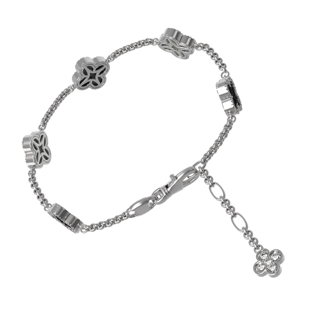 Браслет из белого золота c бриллиантами, ониксом и перламутром