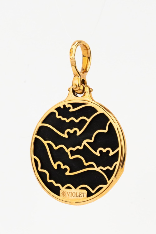 Подвеска из золота c эмаль и ониксом