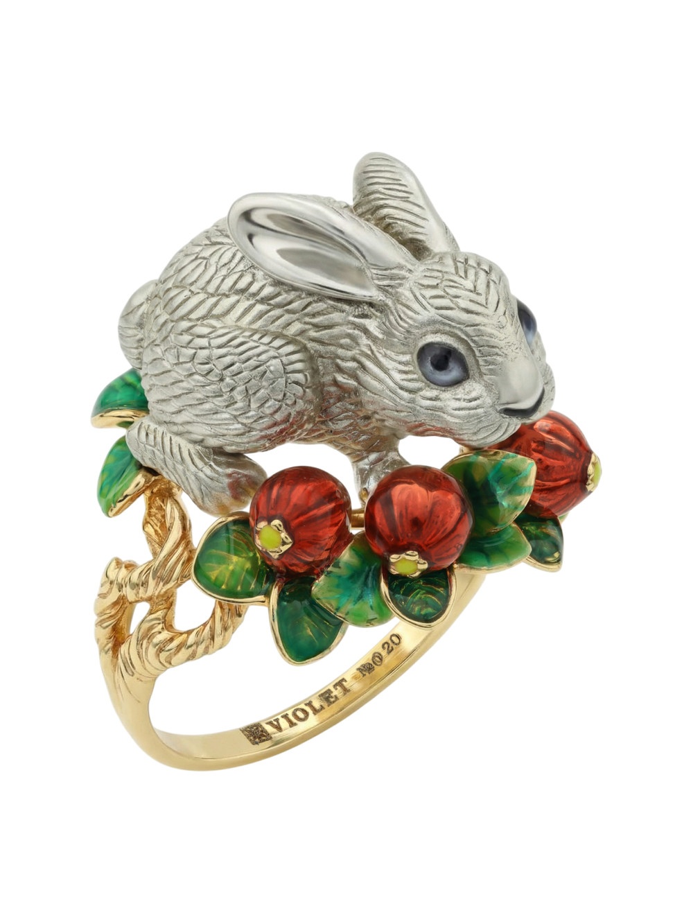 Кольцо из лимонного золота c эмалью