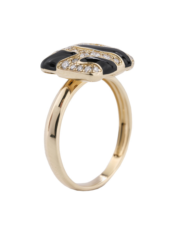 Кольцо из лимонного золота c эмаль и бриллиантами