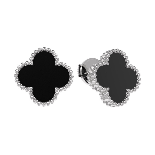 Серьги из белого золота c ониксом