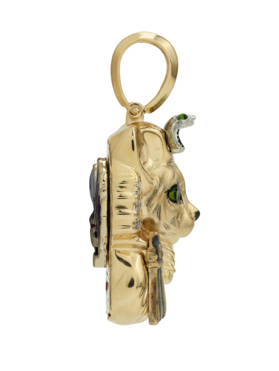 Подвеска из лимонного золота c эмаль , бриллиантами и рубином