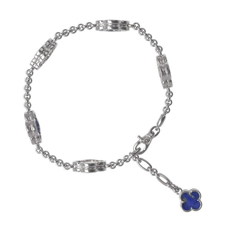 Браслет из белого золота c лазуритом и перламутром