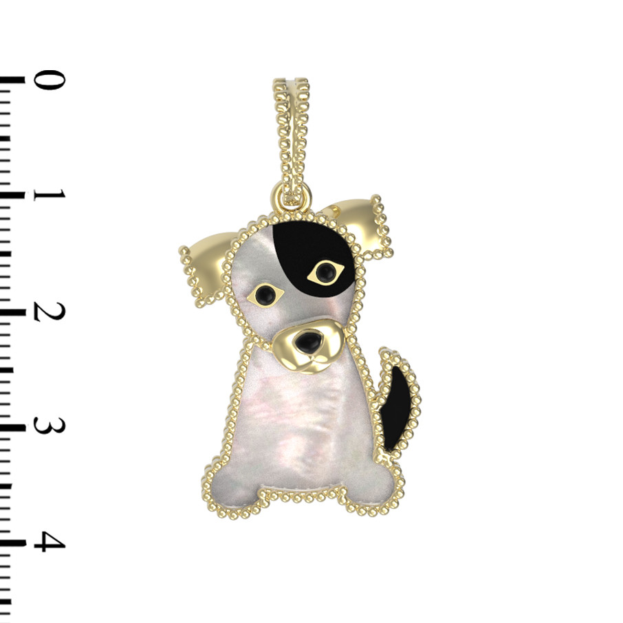 Подвеска из лимонного золота c эмаль , ониксом и перламутром