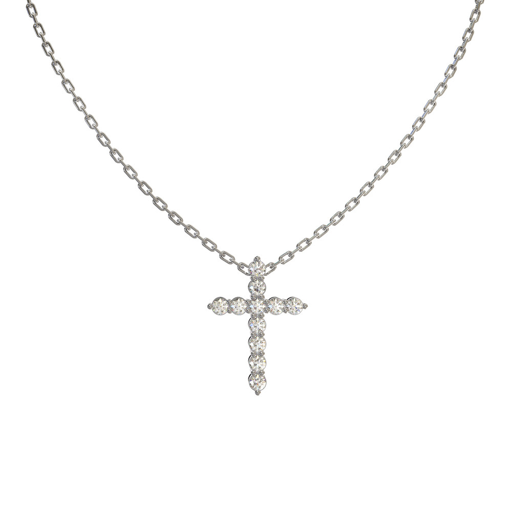 Крест из белого золота c бриллиантами