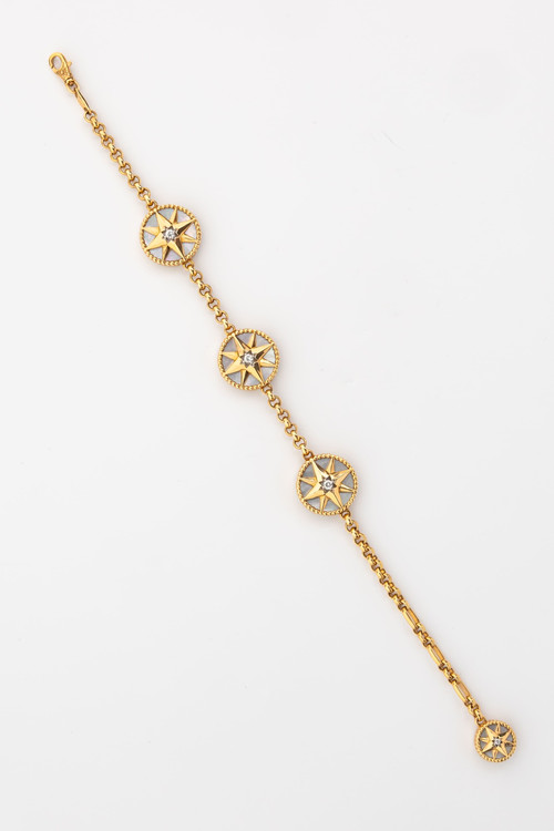 Браслет из золота c фианитом, ониксом и перламутром