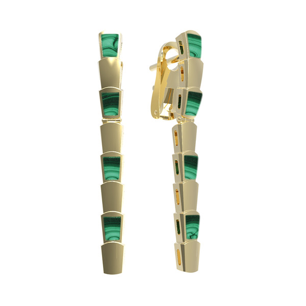 Серьги из лимонного золота c малахитом