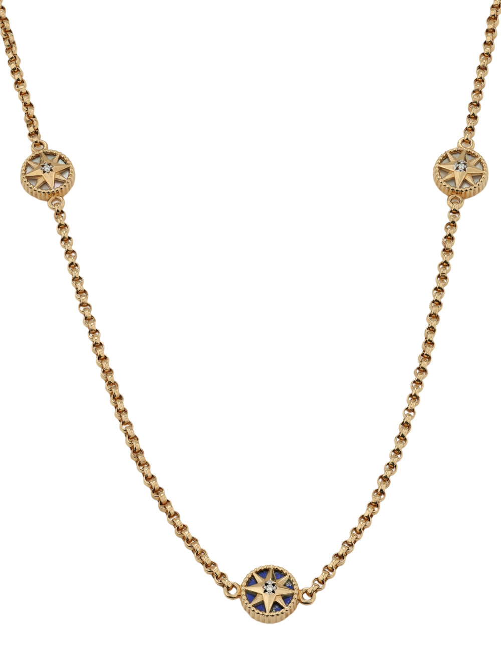 Колье из золота c бриллиантами, лазуритом и перламутром