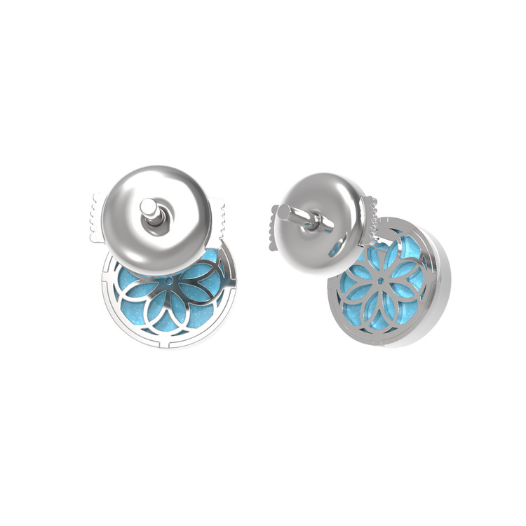 Серьги из белого золота c бриллиантами и бирюзой